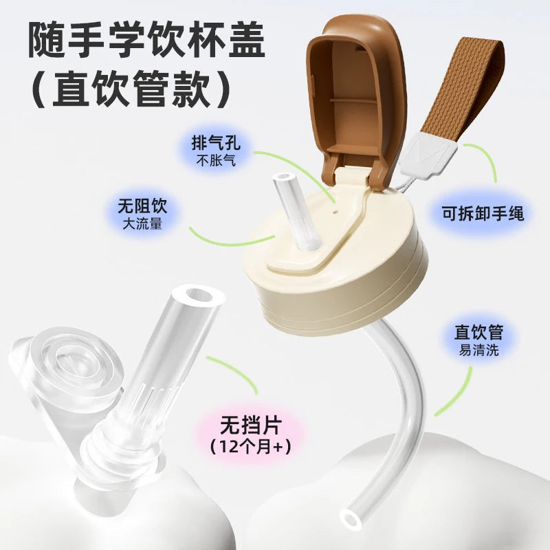 Suitable for third-generation pigeon bottle conversion, cup lid, pigeon handle/wide caliber straight drinking straw,gravity ball