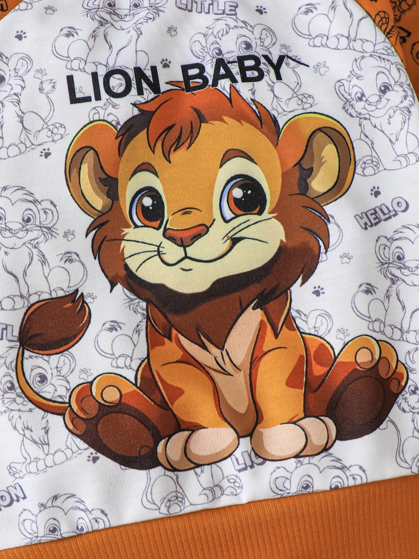 2Pcs Child Boys' Set Round Neck Lion Print Long sleeved+Pants Set suitable for 1-5 Year Boys' Spring and Autumn Sports Suit