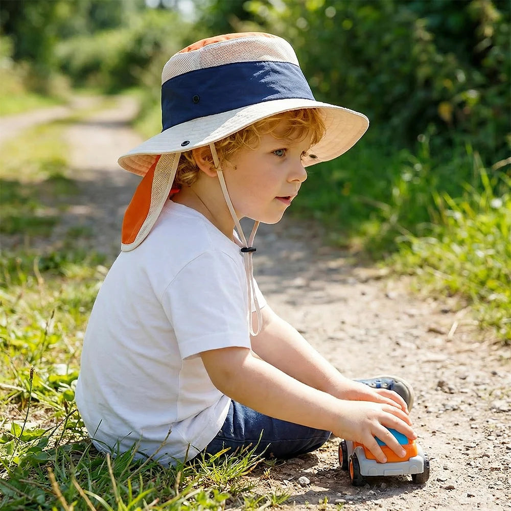 Children Summer Hat for Girls Boys Quick-dry Shawl Kids Bucket Hats Beach Travel Children Panama Kids Sun Cap 4-10Y