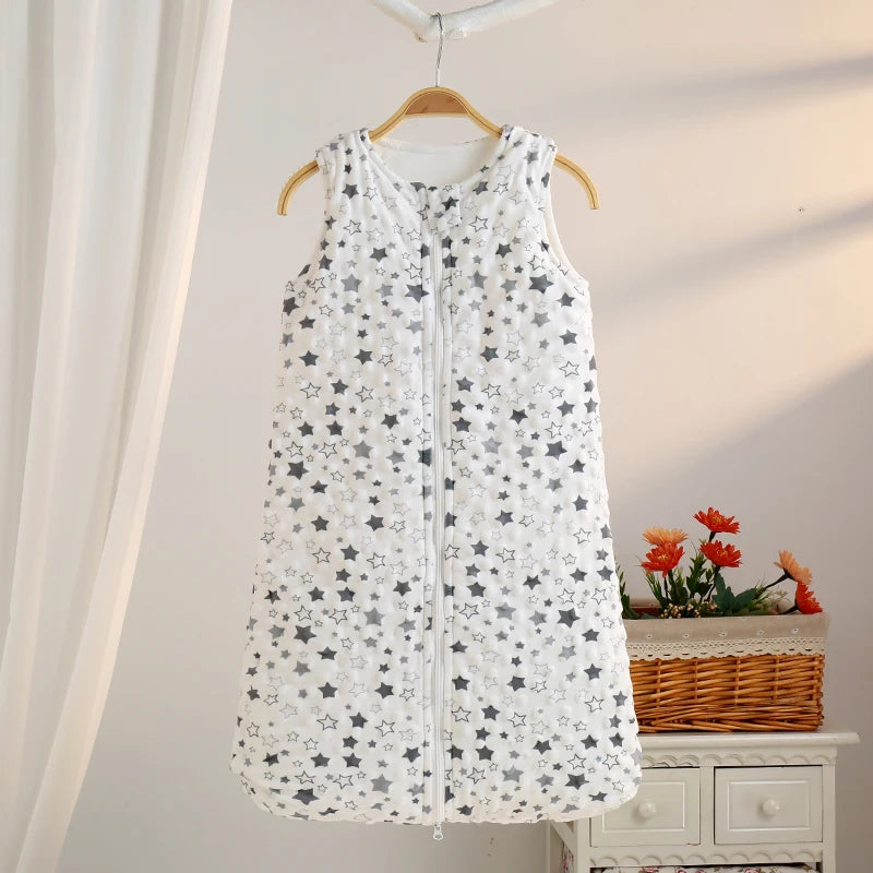 Baby Sleeping Bag 0-6m Soft and Comfortable Autumn and Winter Vest Newborn Cartoon Leg-Wrapped Sleeping Bag Baby Anti-Kick Quilt Sleeveless