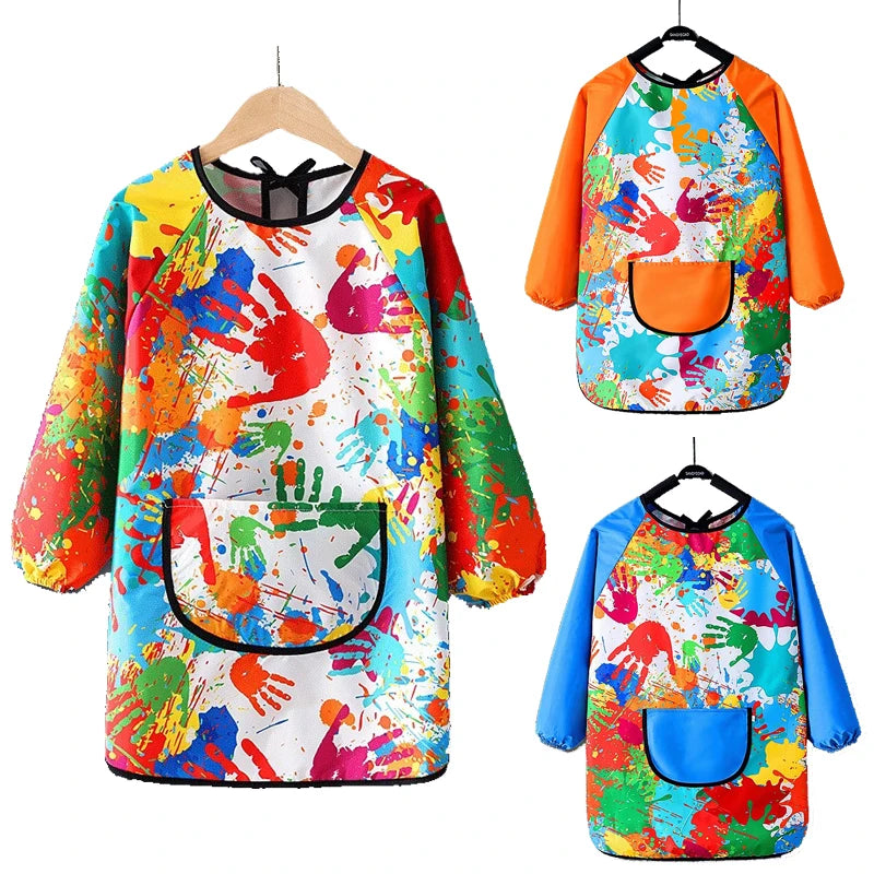 Art Apron Children's Apron - Waterproof Long Sleeved Cover Paint Apron for Children, Kindergarten Art Painting WQ005