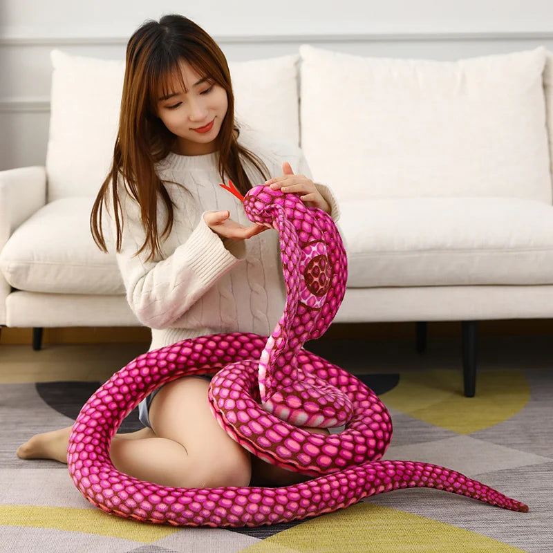1pc 80/170/240cm Simulated Colorful Cobra Plush Toy Stuffed Animals Snakes Plushies Doll Funny Spoof Joke Soft Toys Home Decor