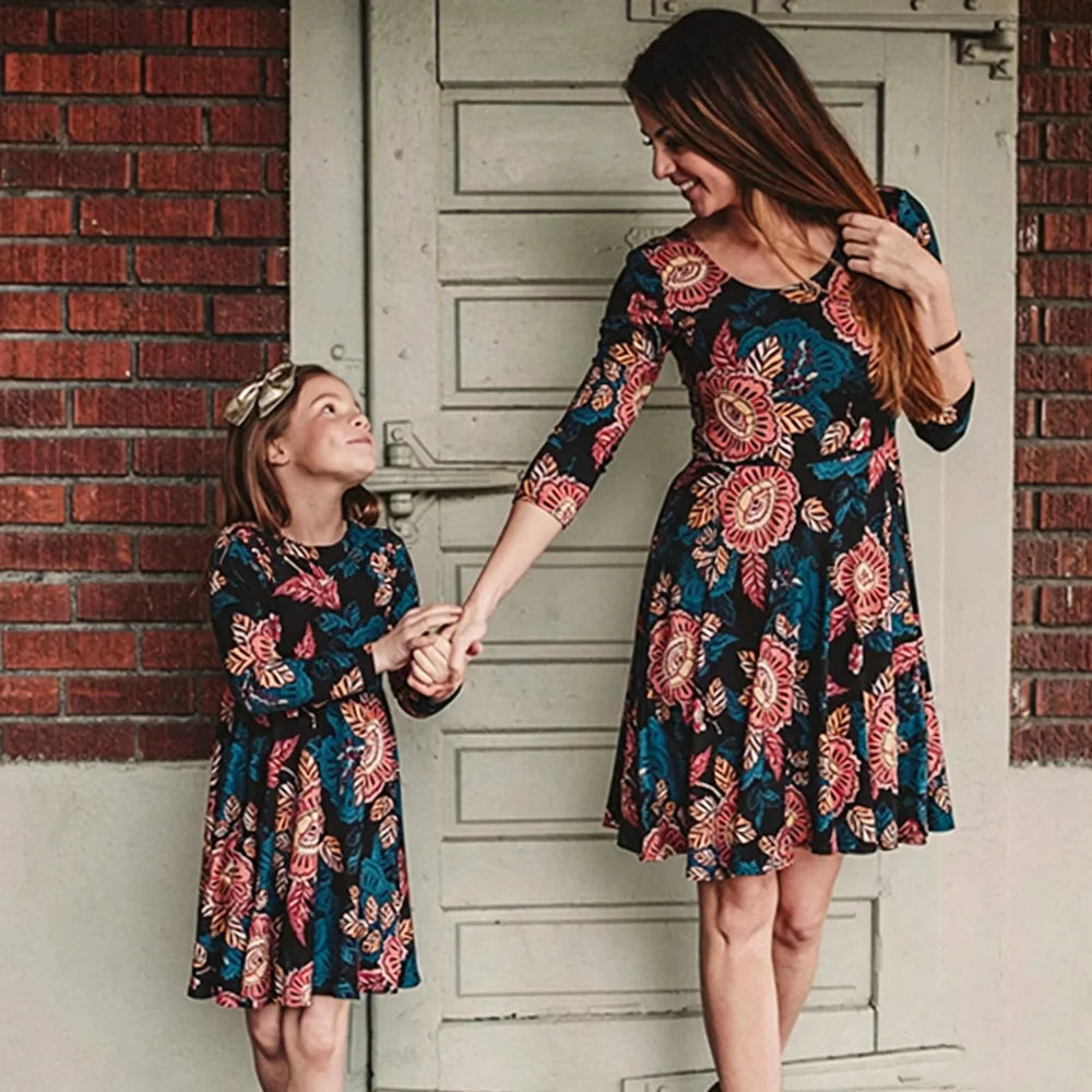 Summer Dress Women Casual Family Matching Outfits Mother Daughter Dress Girl Robe Boho Dresses Children's Clothing Vestidos