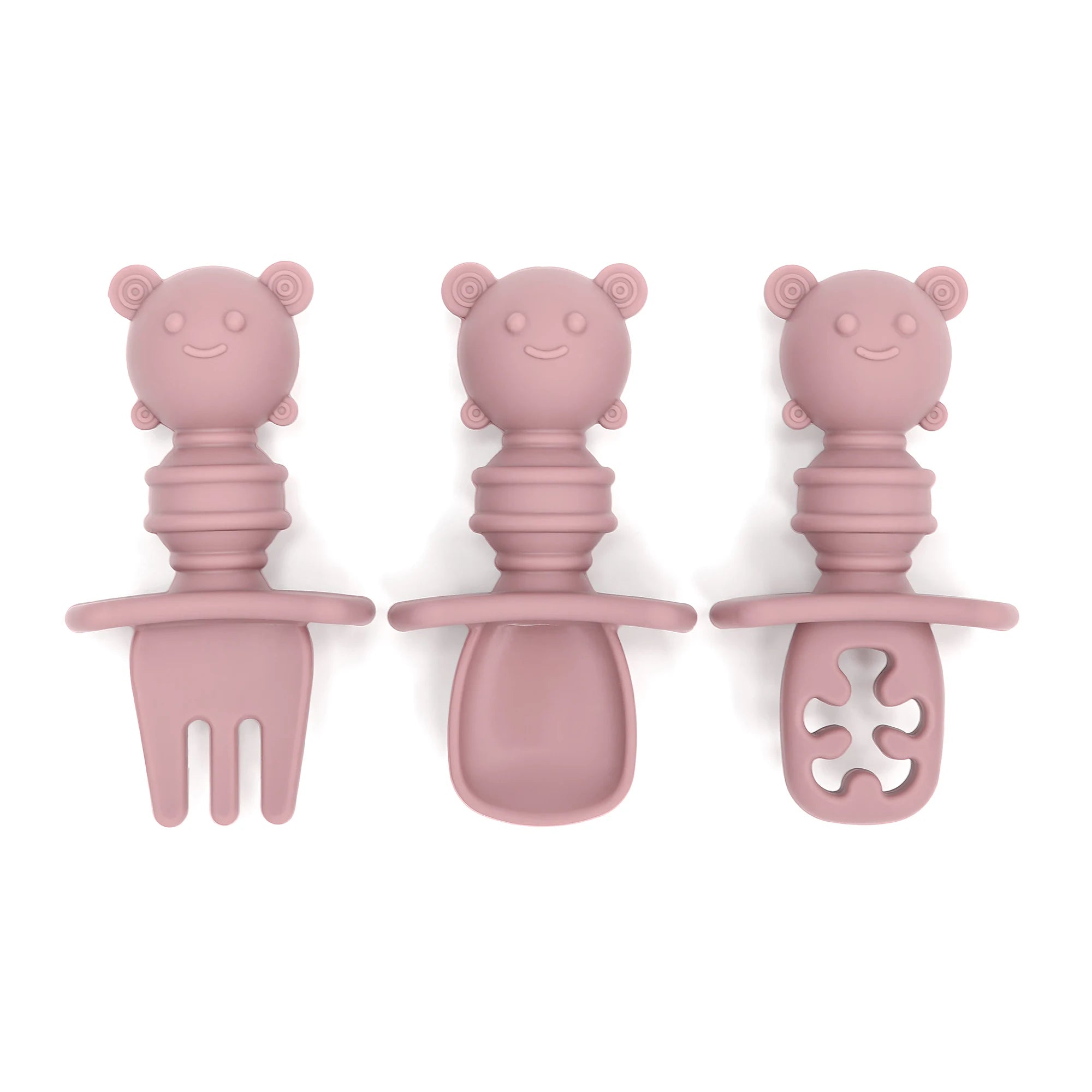 3-piece self-feeding silicone spoon with choking barrier - silicone chewing spoon set suitable for infants and toddlers, weaning