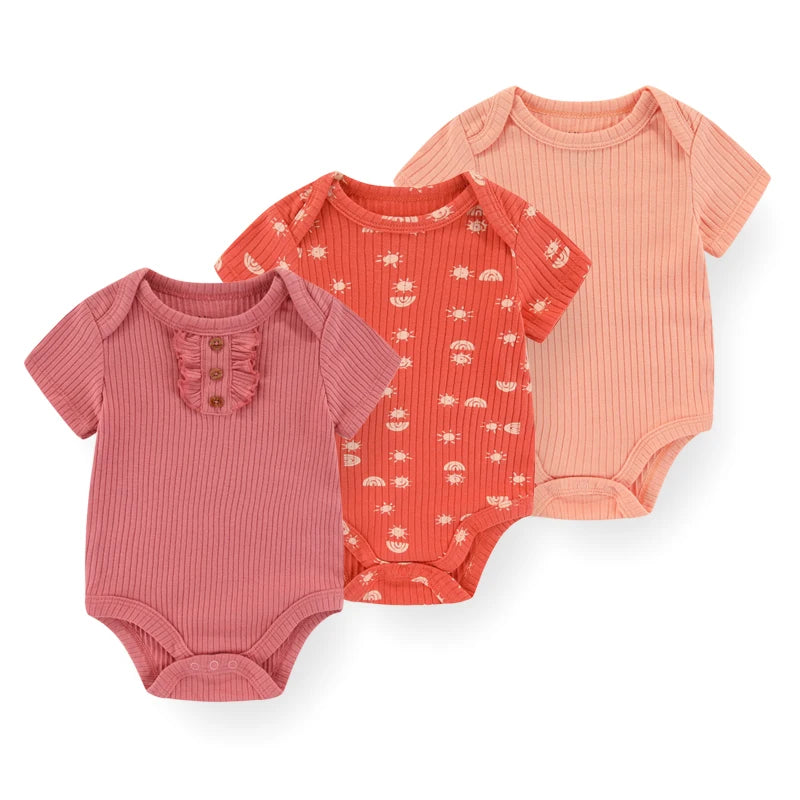 Four Seasons Unisex Infant Bodysuits Set 3 4 5 Pcs Cartoon Print Newborn Onesies