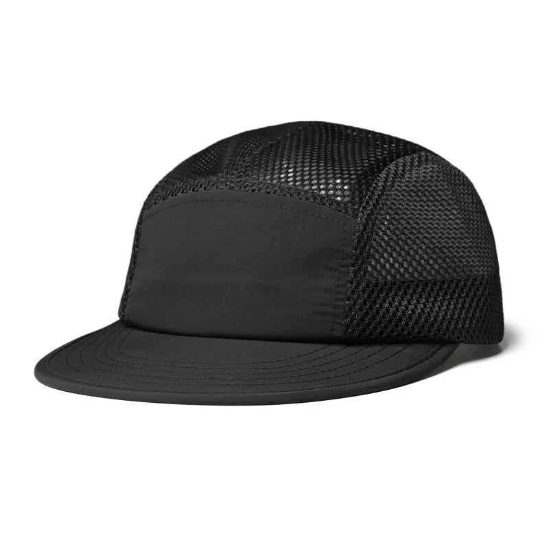 American Retro Mesh Breathable Flat Brim Men's Workwear Style Summer Outdoor Sports Quick-Dry Five-Panel Baseball Cap