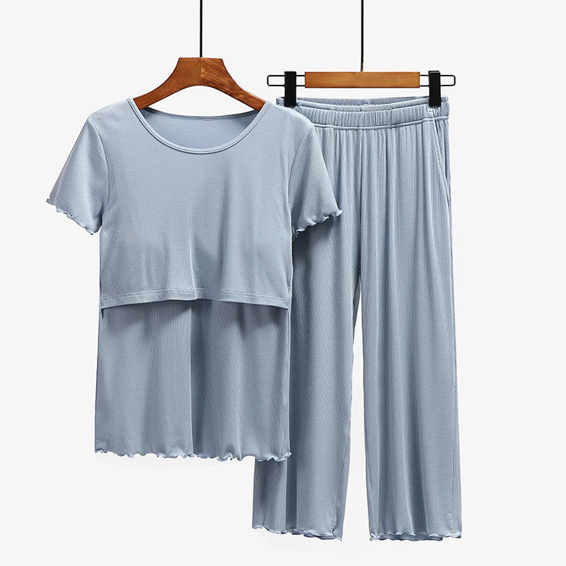 Maternity Clothes set Nursing Sleepwear Breastfeeding Nightwear Pregnant Women Pregnancy Breast Feeding Pajamas Tracksuit Suits