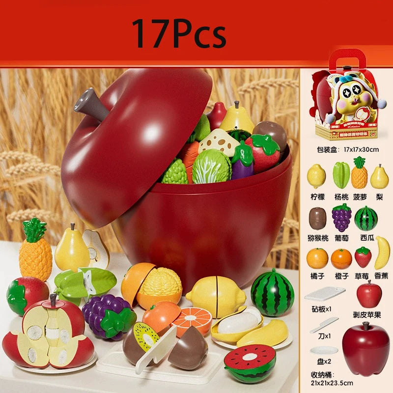 Montessori Chechele Educational Toy Gift Box Paste Simulation Durian Grapefruit Cherry