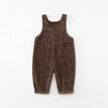 2026 Autumn 1-4T Kids Clothes Corduroy Girls Overall Leopard Print Boys Jumpsuits Children Playsuit