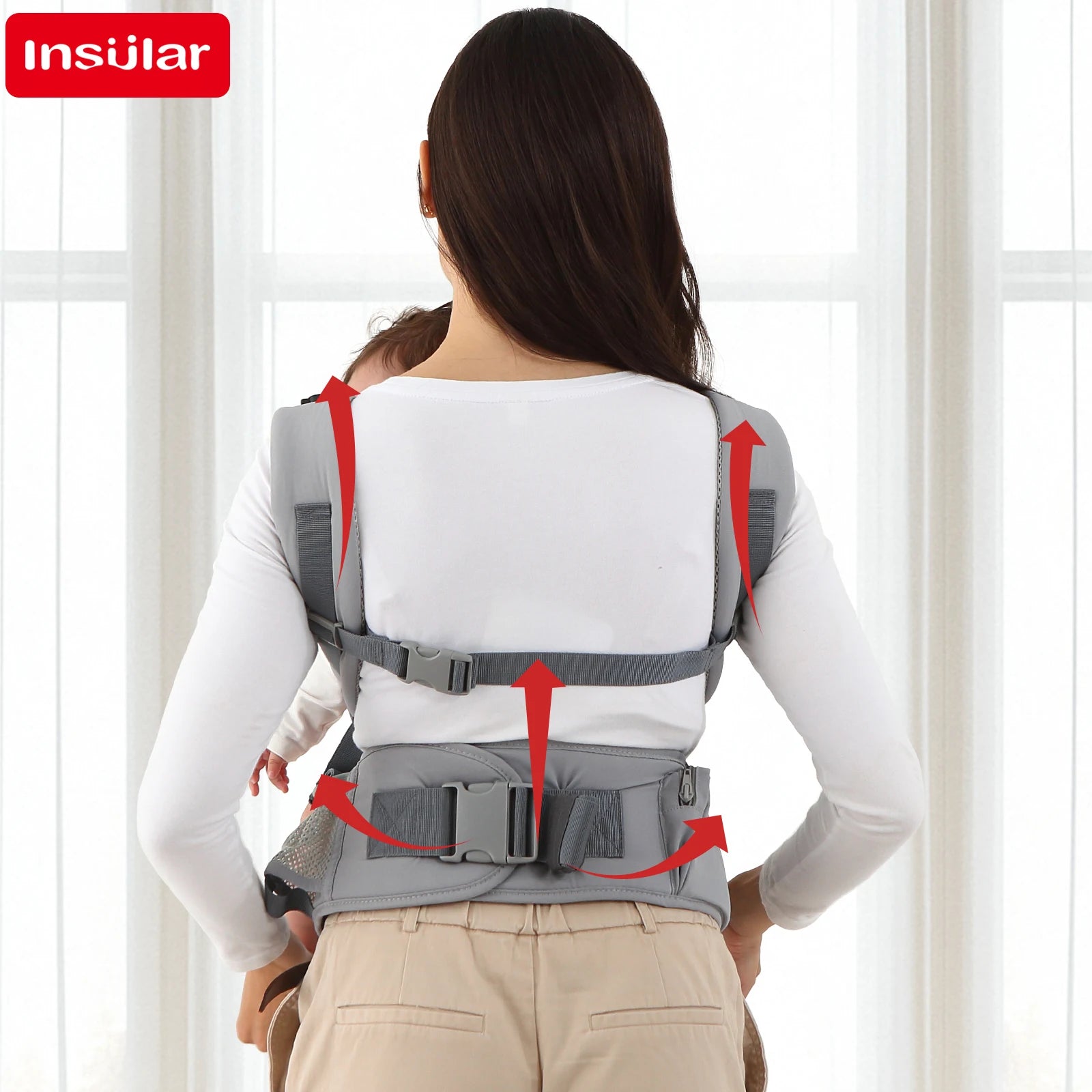 INSULAR 3 In 1 Baby Carrier Multi-functional Child Waist Stool Breathable Waist Stool With Hip Seat Front Hold Portable 0-2Y