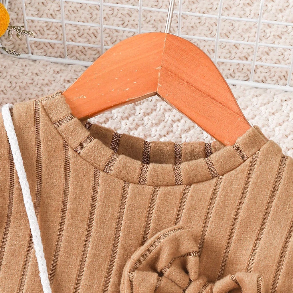 Kid Girls' Dress Brown Long sleeved Splice Fashion Dress+Mini Bag Two-piece Set 4-7 Year old girls' Autumn and Winter Dress