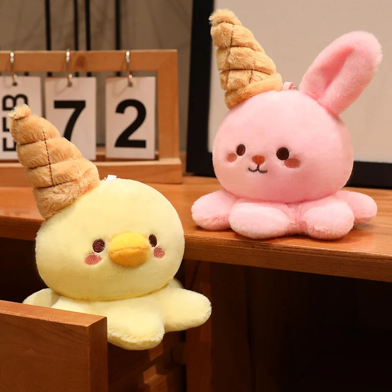 Hot 1pc 15cm Ice Cream Octopus Small Animal Plush Doll Head Sweet Cone Decor Seal Duck Rabbit Fox Toy Backpack Child Friend Gift