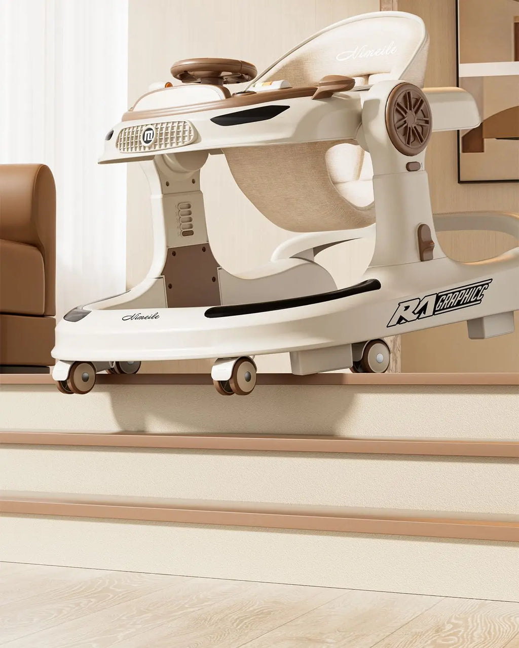 Baby Walker 4 in 1 Adjustable Height Anti Rollover Push Toy Foldable Activity Center for Infant Toddler 6 to 18 Months