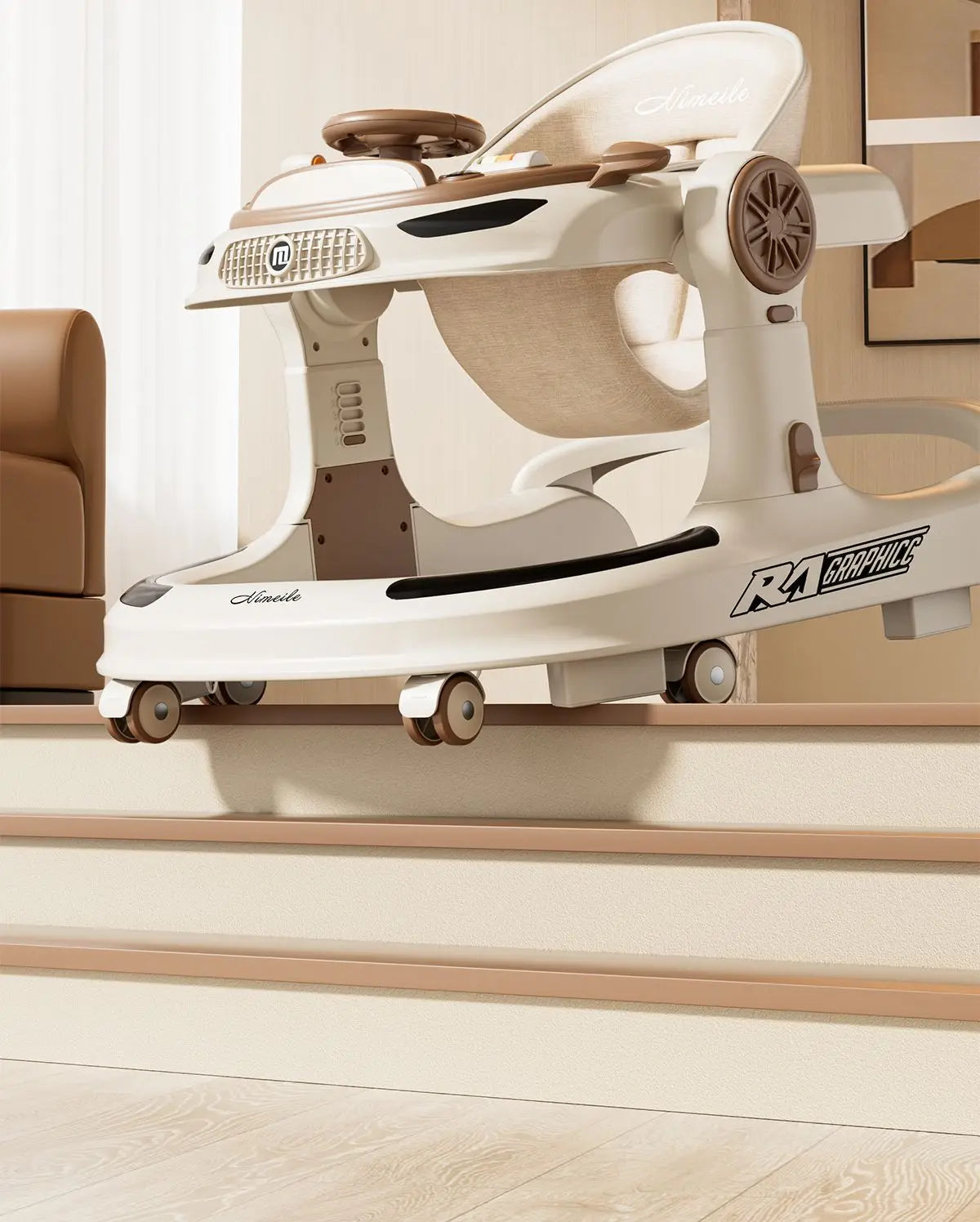 Baby Walker 4 in 1 Adjustable Height Anti Rollover Push Toy Foldable Activity Center for Infant Toddler 6 to 18 Months