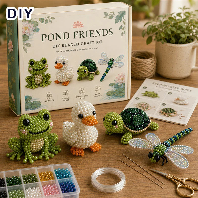 Cute Farm Animal Bead Craft Kit Diy 3d Beaded Ornament Set Perfect For Home Decor Keychains & Gift Giving Easy Craft For Kids