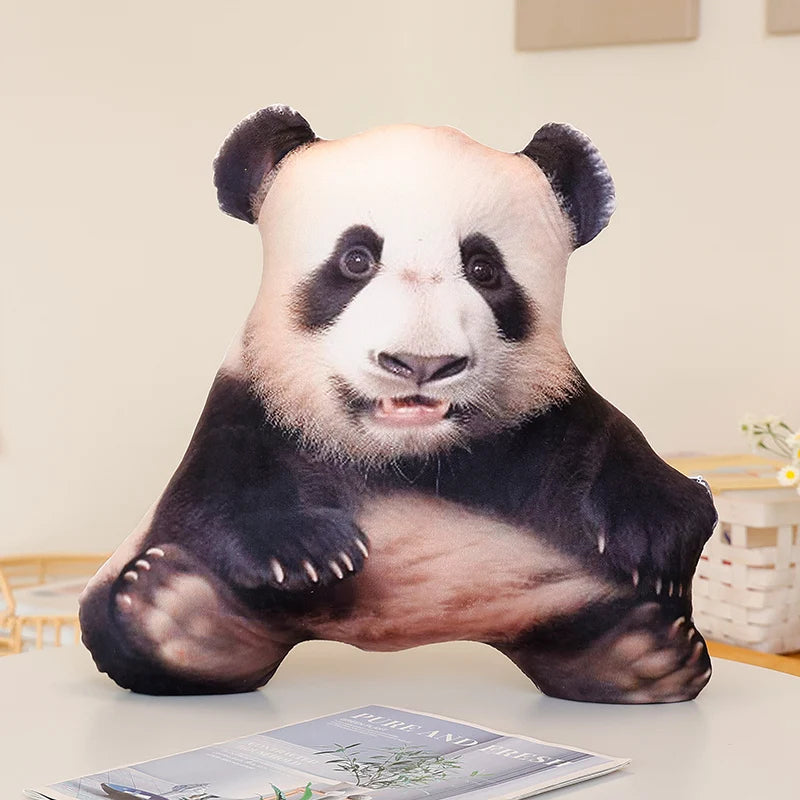1pc 3D Simulated Forest Animal Throw Pillow Stuffed Lifelike Lion Fox Raccoon Zebra Tiger Sofa Bedroom Cushion Home Decor Kid Bi