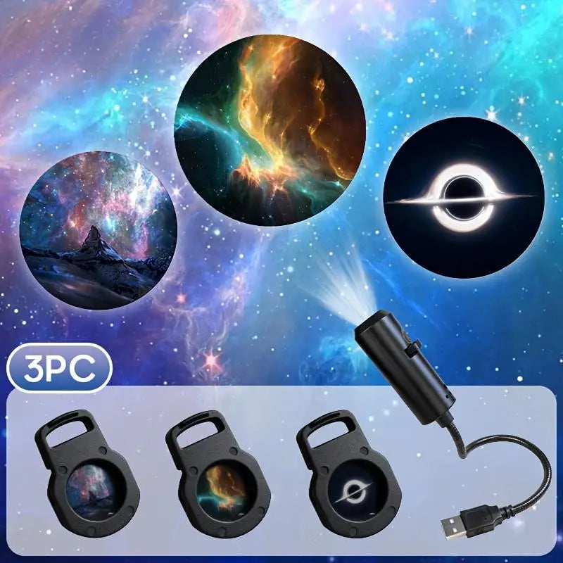 LED USB Projector Light 3/6pcs Projection Patterns- Adjustable Whale Butterfly Jellyfish Starfish Night Light Festival Gift
