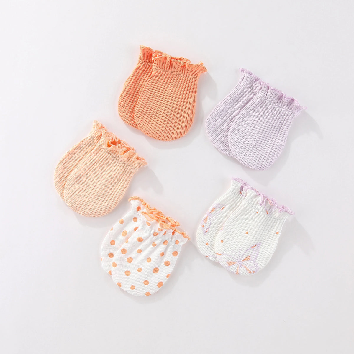 Kiddiezoom Newborn Gloves 0-6M 4/5 Pairs 100 Percent Cotton Breathable Baby Mittens For Newborns