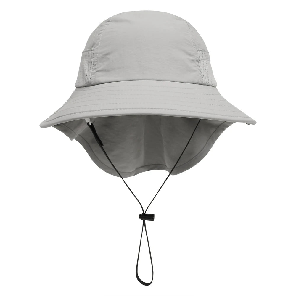 Spring Summer Baby Hat Beach Sun Protection Neck Kids Bucket Hats for Girls Boys Adjustable Children Cap Baby Accessories 6M-6Y