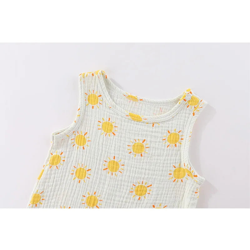 Cartoon 2 Pcs/Lot Baby Girls Bodysuits Newborn Onesies Summer Sleeveles Infant Clothes