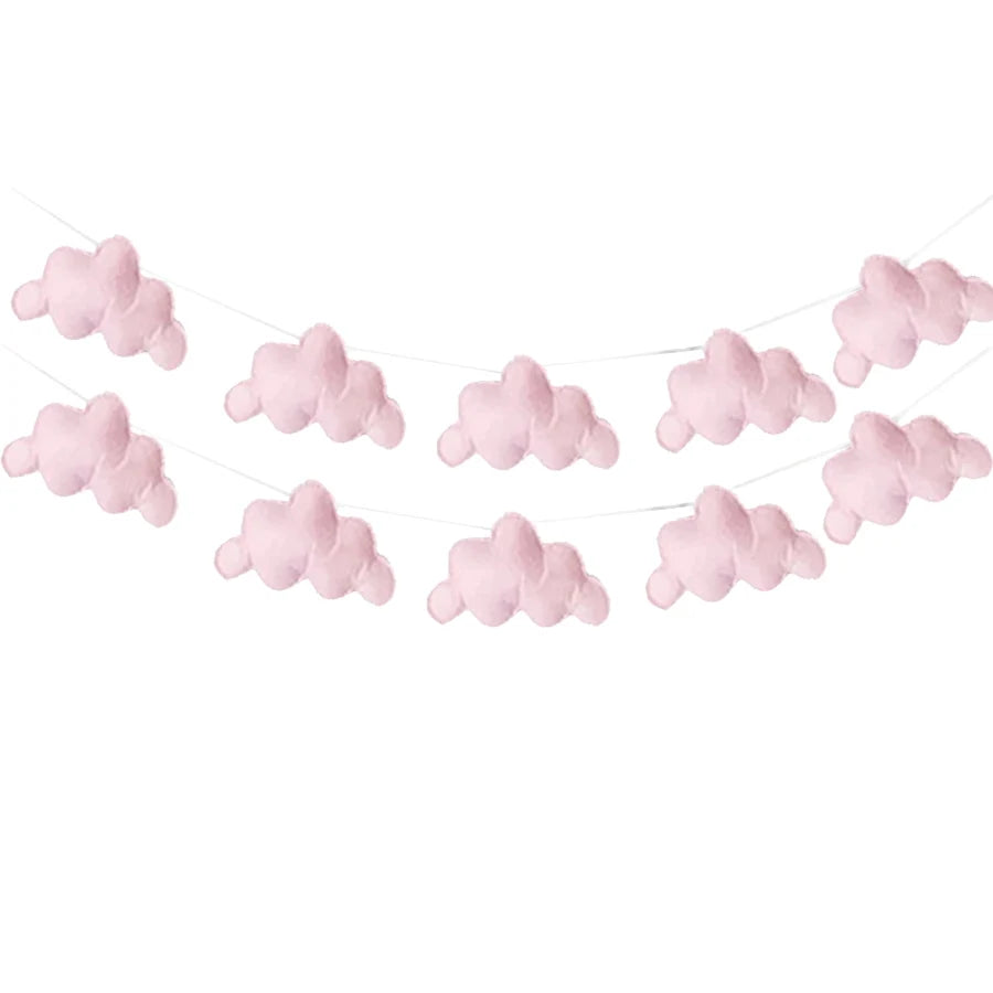 Ins Nordic Felt Cloud String Wall Hanging Decor Set 2 Piece Model Cloud String For Home Decor