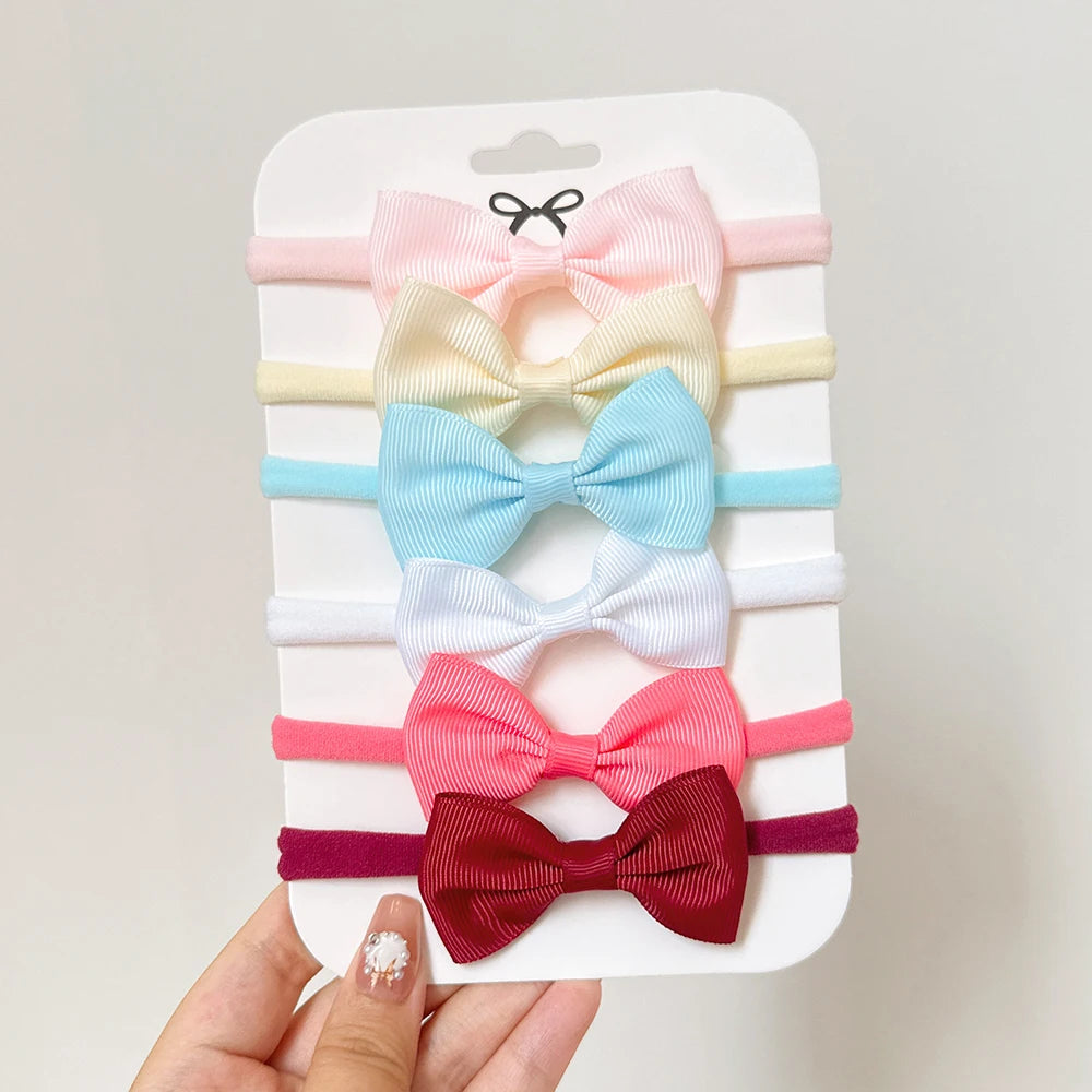 6Pcs Set Classic Ribbon Hair Bows For Baby And Toddler With Elastic Headbands Non Slip Fit