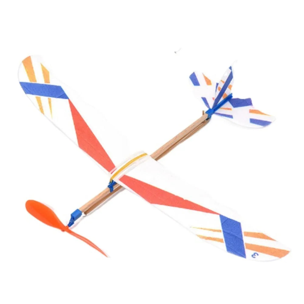 Elastic DIY Flying Glider Airplane Assembly Glider Model Toys Hand Throw Science Toy Flying Plane Model Children