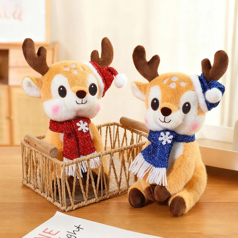 Latest Christmas Scarf, Deer Doll Pillow, Kawaii Stuffed Plush Toy Doll, Cartoon Anime, Cute Children's Birthday Gift, Fun Doll