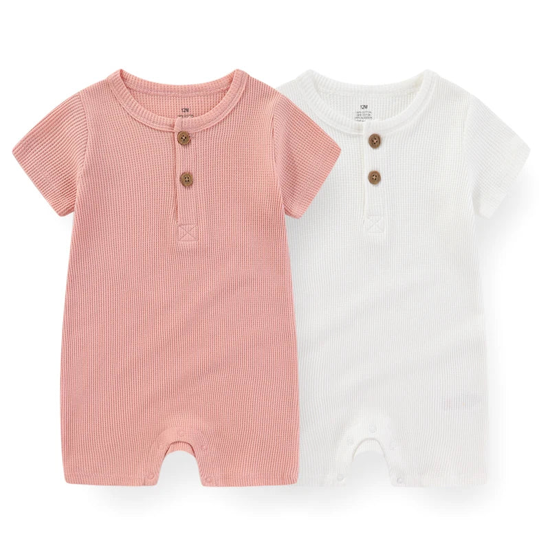 Kiddiezoom Unisex Short Sleeve Cotton Baby Romper Four Seasons One Piece Jumpsuit Newborn