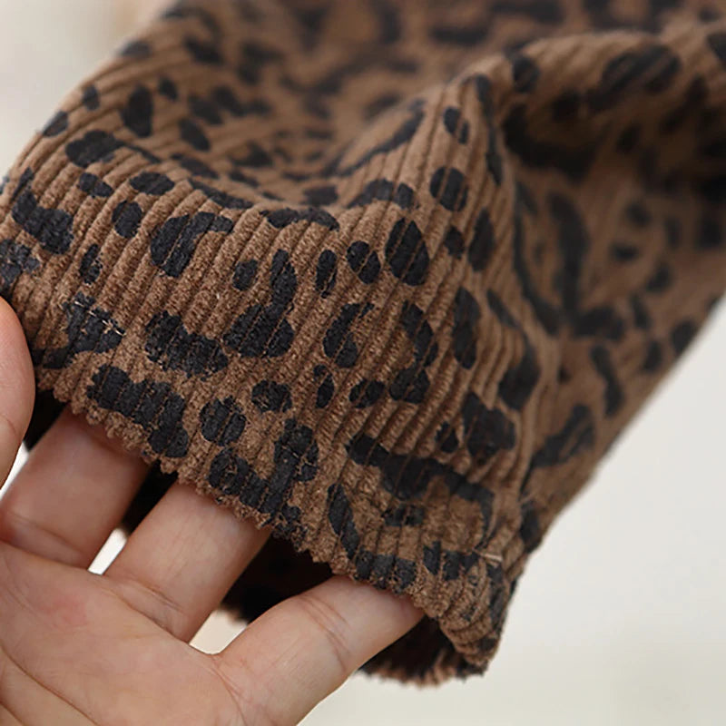 2026 Autumn 1-4T Kids Clothes Corduroy Girls Overall Leopard Print Boys Jumpsuits Children Playsuit