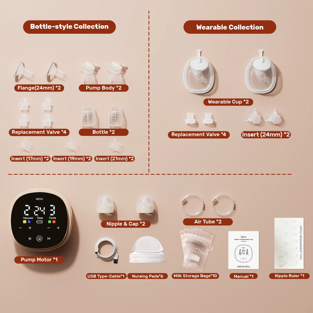 NCVI Electric Breast Pump With Wearable Cups.VibeMassage Technology,Adjustable Hospital Grade Strong Suction,Ultra Portable