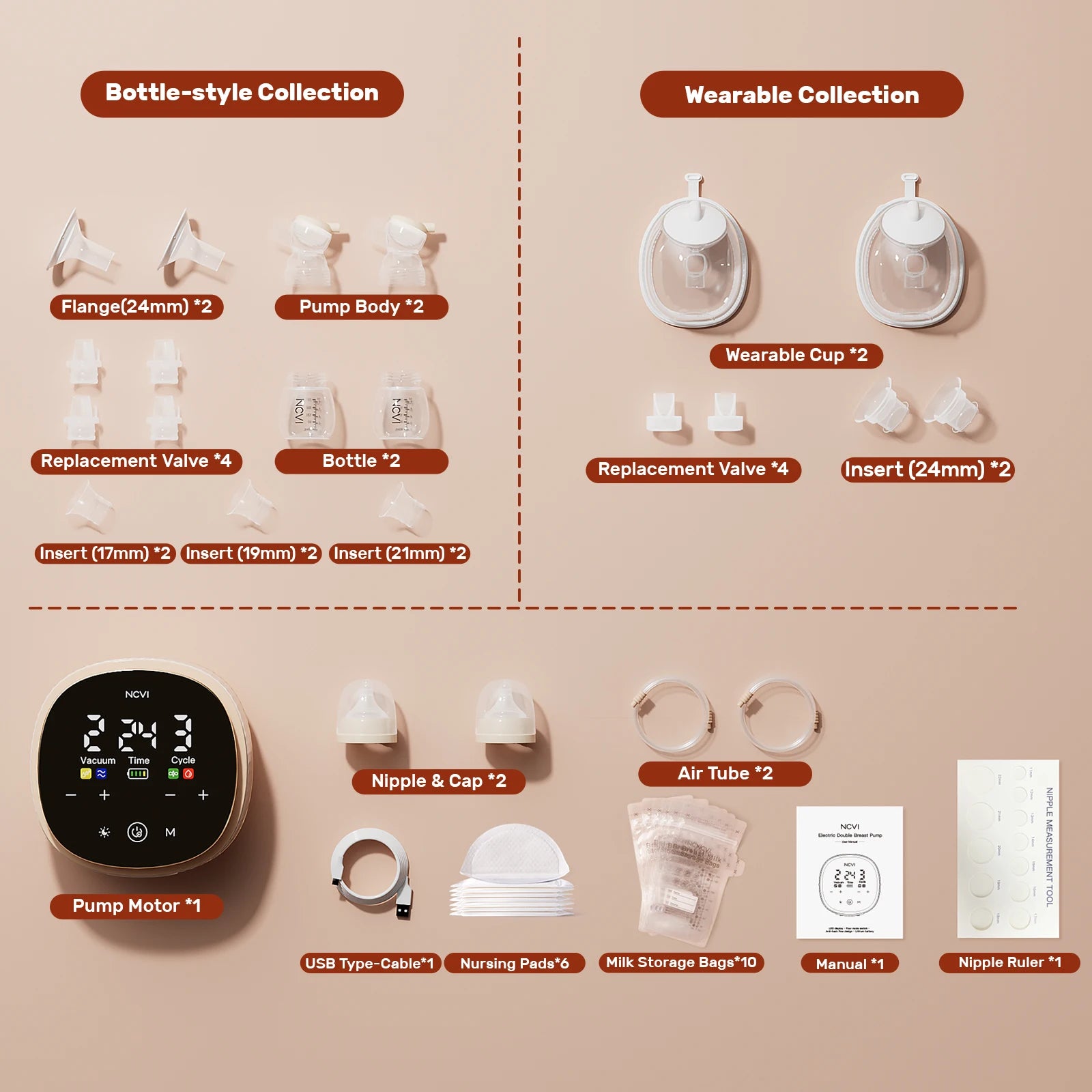 NCVI Electric Breast Pump With Wearable Cups.VibeMassage Technology,Adjustable Hospital Grade Strong Suction,Ultra Portable