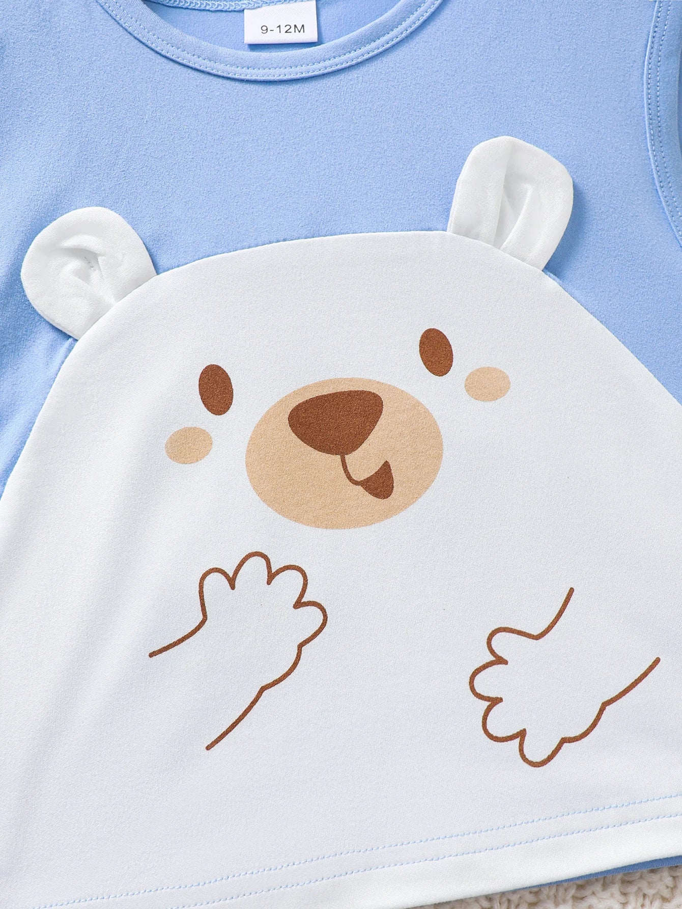 Summer Boys' Set Cartoon Cute Teddy Bear Printed Blue Top+Shorts 2Pcs/Set 0-3 Years old Sunny Handsome Boy baby Casual Set