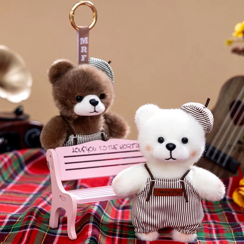 10cm New Kawaii Little Bears Pendant Plush Toy Stuffed Soft Animal Cartoon Bear Backpack School Bag Keychain Decor for Kids Gift