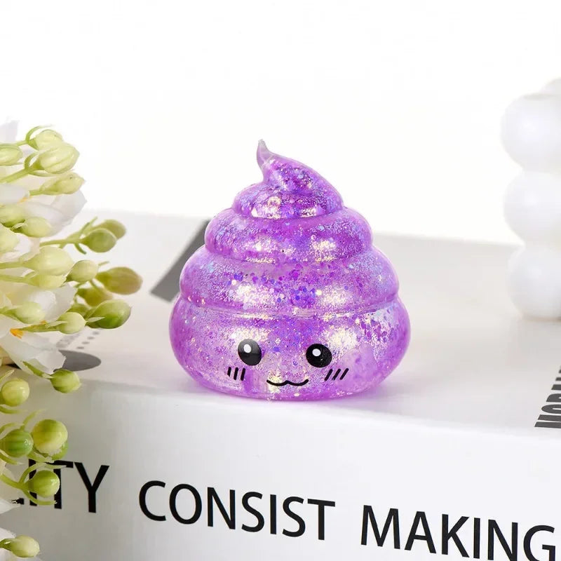 Novelty Squishy Poo Stress Ball Squishies Toys Glitter Funny Stretch Squeeze Fidget Toys for Kids Adults Party Prank Gift