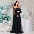 Women's Maternity Sweetheart Puff Sleeve Baby Shower Dress for Photoshoot Pregnant Tull Photography Party Gown