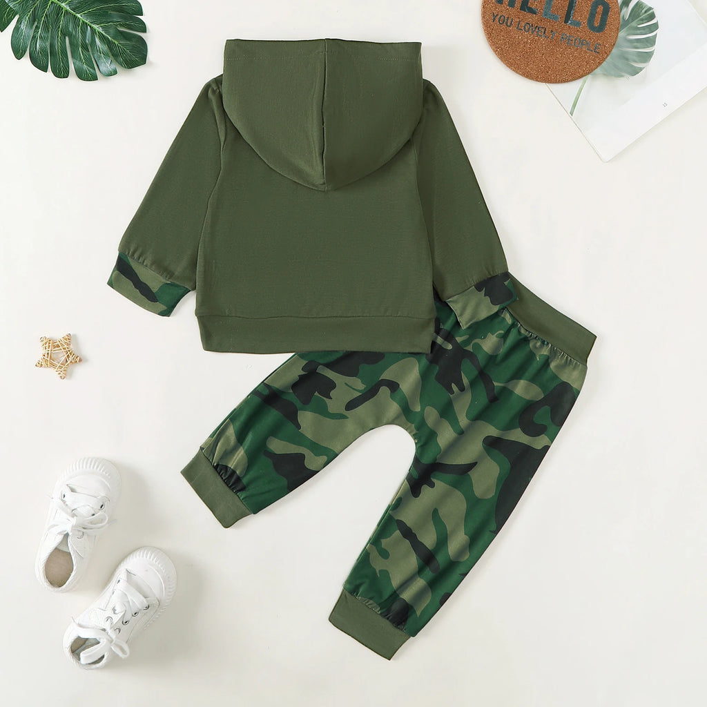 Baby Boy Camouflage Set Army Green Mom's Boy Letter Printed Top+Camouflage Pants Set for 0-3 Year Baby Boys Spring  Autumn Set