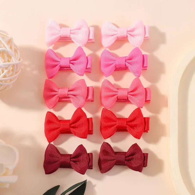 10pcs/set Cute Mini Hair Baby Bow Clips for Girls Lovely  Ribbon Handmade Bowbots Hairpins Headwear Kid Hair Accessories