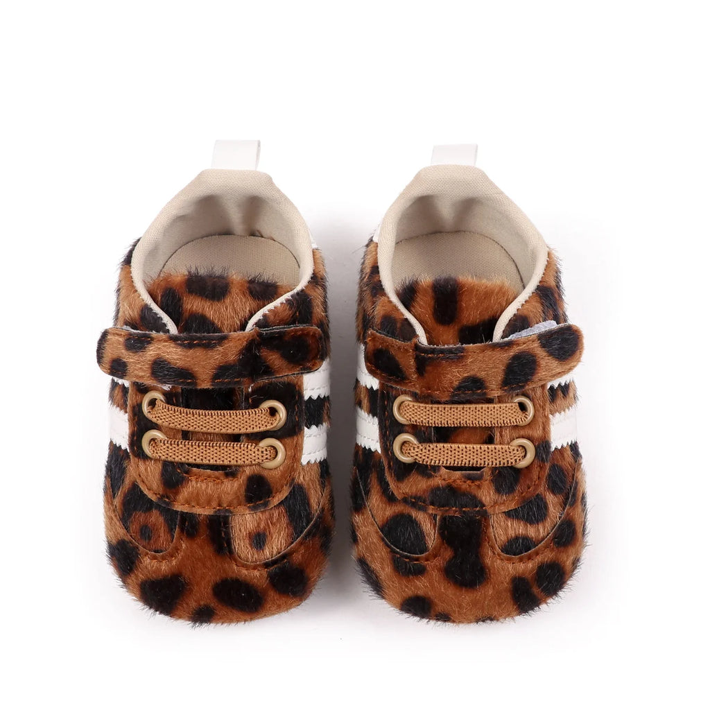 Hot Selling Baby Unisex First Walking Toddler Shoes For 0-18 Months Leopard Print Design Fashion And Comfortable High Quality