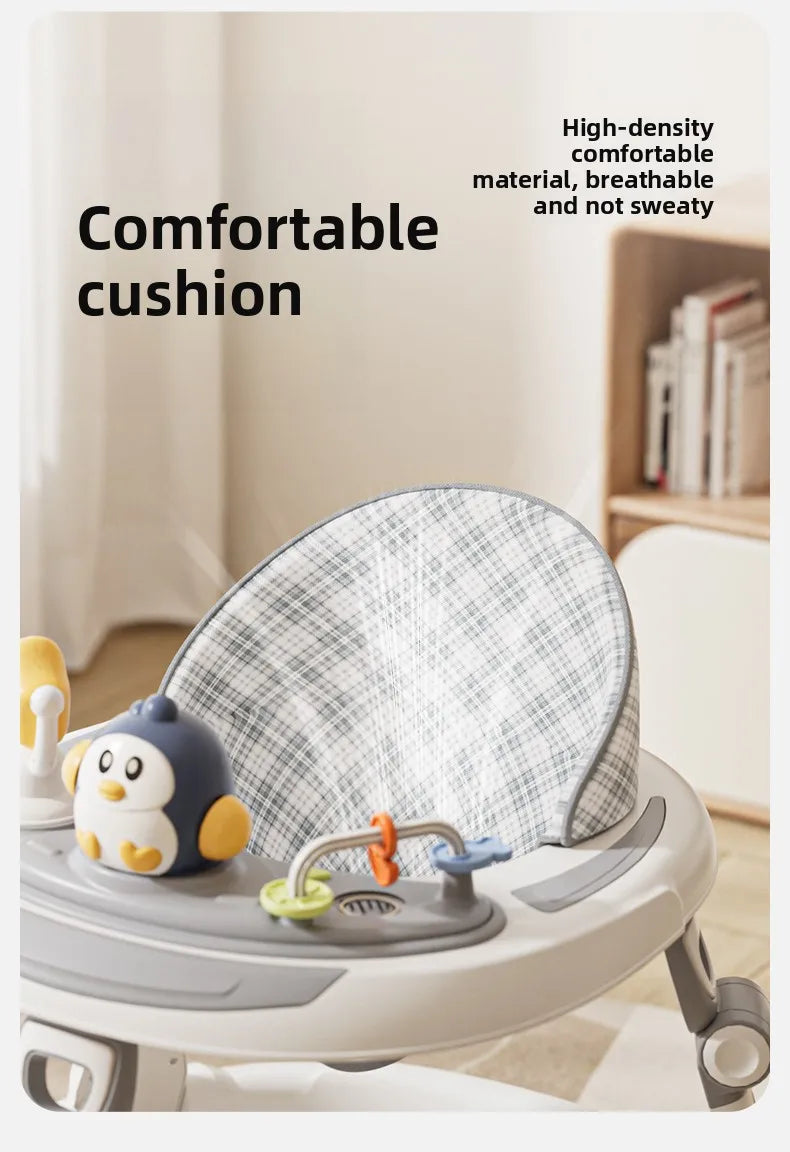Baby Walker Foldable Multifunctional Toddler Learning Walk Car Anti O-Leg Design Adjustable Music Tray Safety Wheels