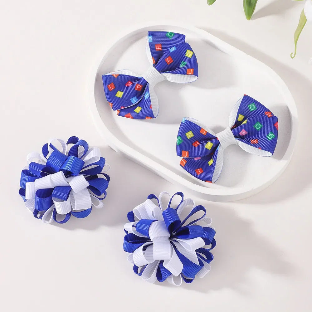 2 Cute Letter Bow Hair Clip Sets for Children Back To School Colorful Hair Clips for Children's Headwear