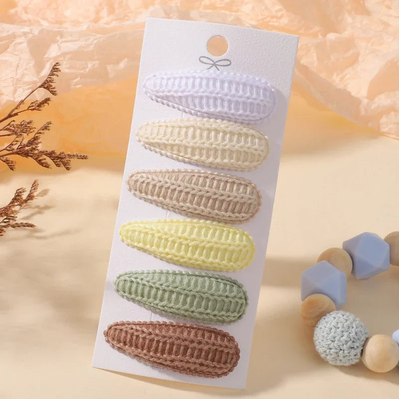 Hair Clips Set 6Pcs Cotton Fabric Plaid Alloy Hairpins For Kids Girls Toddlers Baby
