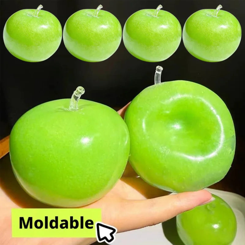 1/2/3/5PCS Realistic Artificial Green Apple Squishy Toy Soft Slow Rebound Stress Relief Squeeze Toy For All Ages Desktop Decor