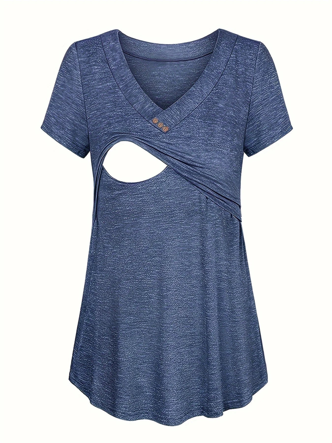 Casual Womens Maternity T-Shirt Top Summer Soild Color Short Sleeve  Tee Shirt Crew Neck Basic Nursing Tops Comfort Tee