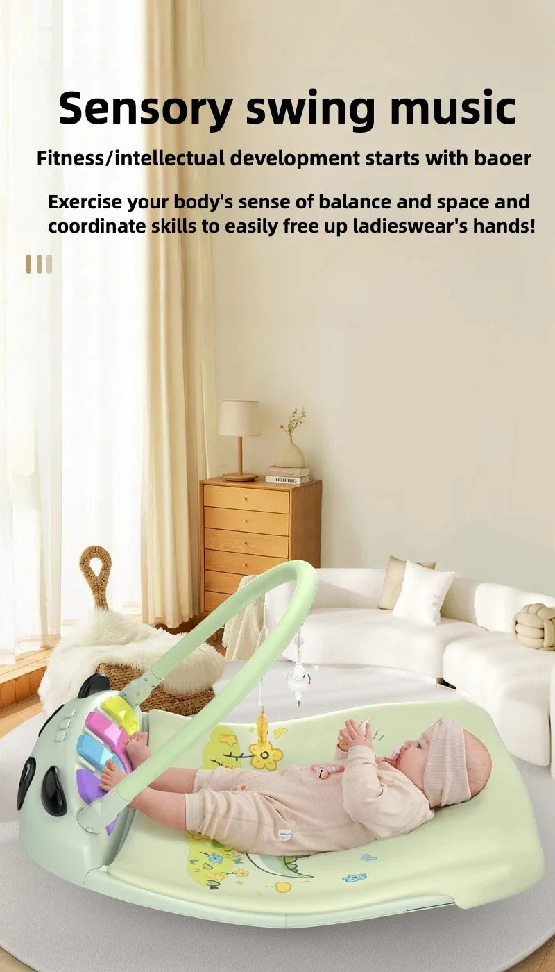 0-12 Months Baby Activity Gym: Music Play Mat with Piano Crawling Blanket & Pedal Game Pad for Newborn Fitness & Early Education