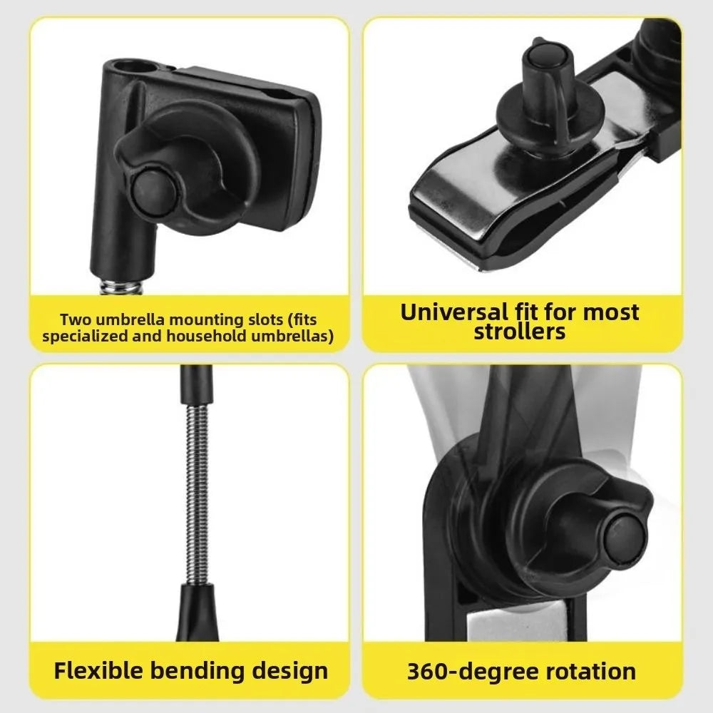 Rainproof Adjustable Umbrella Mount Stand Adjustable Angle Non-slip Clamp Pram Umbrella Bracket Portable Flexible