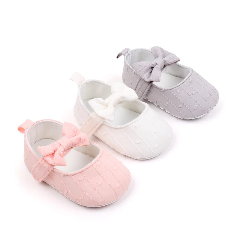 Spring Autumn New Product 0-1 Years Old Girls' Shoes with Soft Soles Embroidered Bowknot Fashionable and Cute Baby Learning WalK