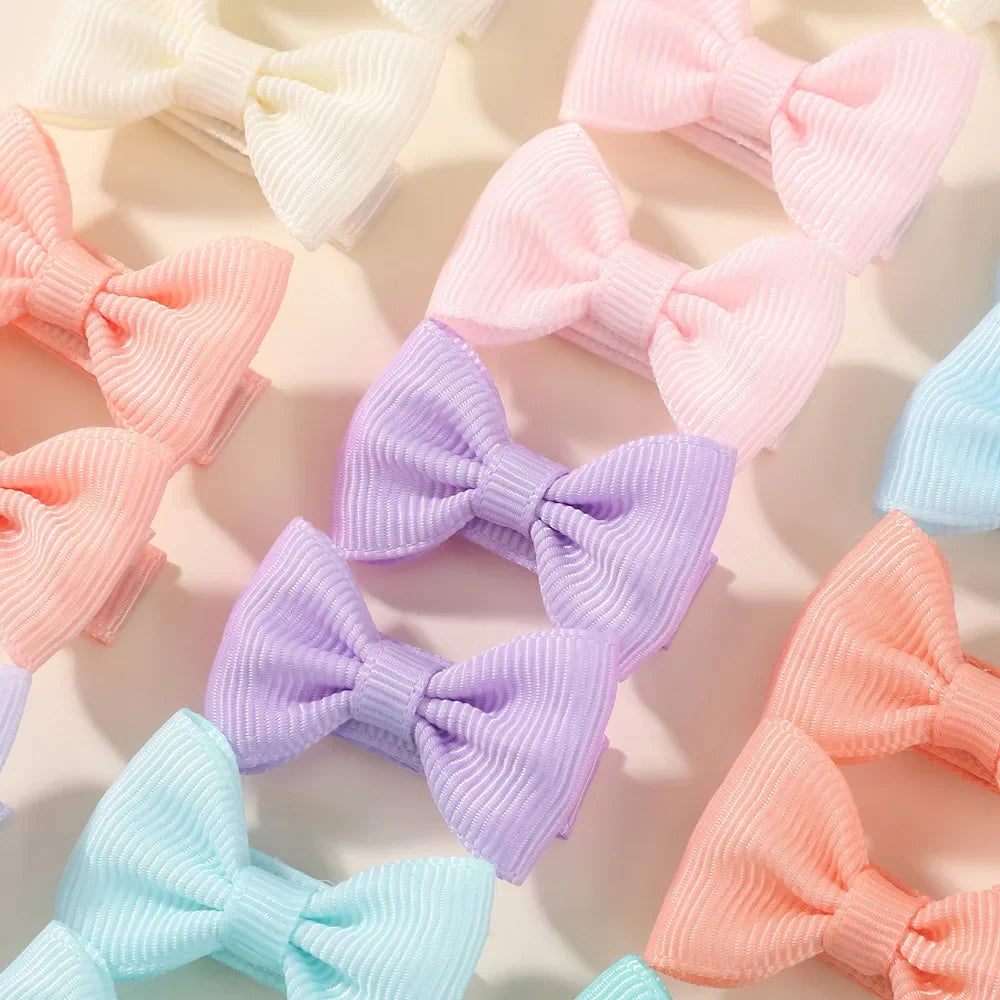 BABY BOWS 20/24/30Pcs Rainbow 1.5'Mini Bowbots Fabric Hair Clips for Girls Colorful Headwear Kid Non Harmful To Hair Accessories