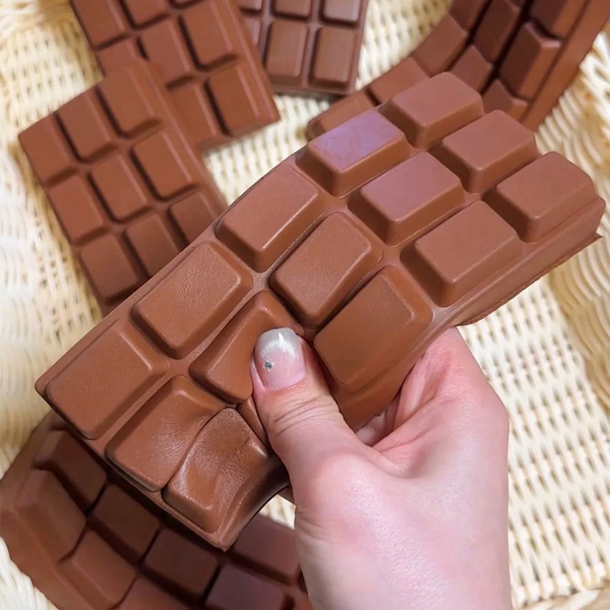 Chocolate Bar Squishy Stress Relief Toy Slow Rising Soft Squeeze Sticky Toy For Adult Anxiety Relief Relaxing Entertainment