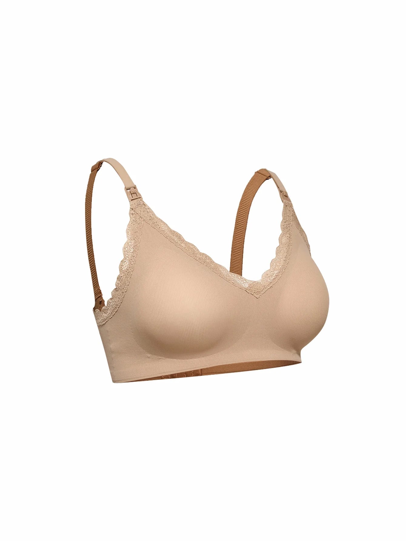 Comfortable Underwear For Pregnant Women, Elastic V-Neck, Fully Wrapped Lace Border, Gathered For Women'S Breastfeeding Bra